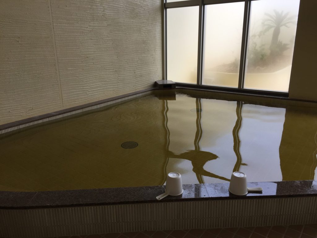 A photo of an indoor onsen