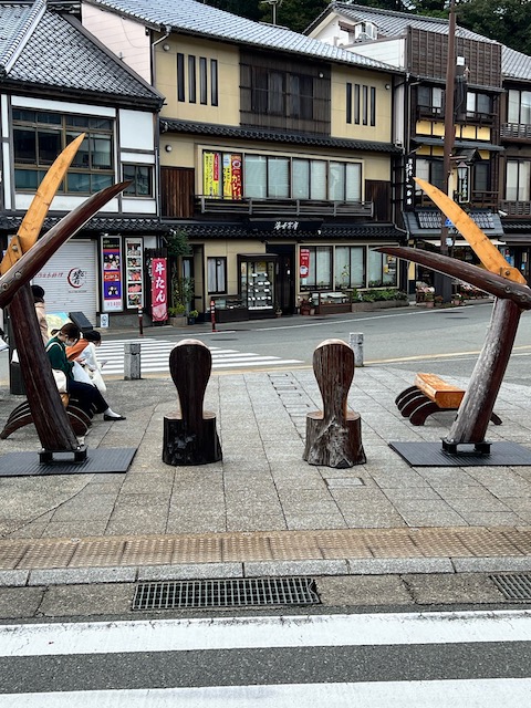 Crab sculpture at Kinosaki Onsen Station